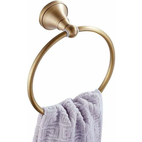 Portasciugamani rotondo in ottone per bagno, portasciugamani da parete, portasciugamani da bagno sospeso, bronzo spazzolato. (1/4)