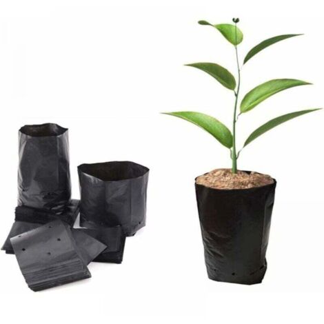 100 pezzi di sacchetti di plastica spessa per vivai - 15x25 cm (diametro x altezza) Sacchi per la coltivazione di piante da giardino con fori per l'aria