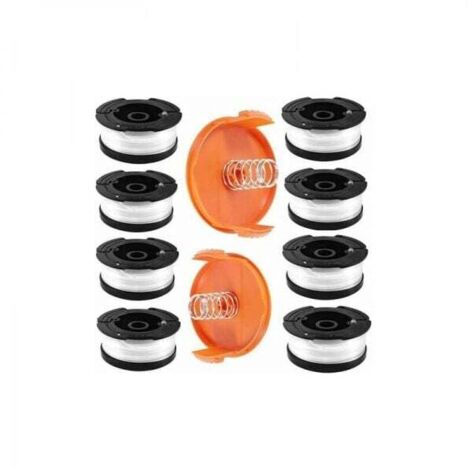 Bobina di filo per decespugliatore Black & Decker, confezione da 8 bobine di filo per decespugliatore con 2 copri bobina e 2 molle, bobine A6481 A6485 compatibili con Black & Decker AF-100