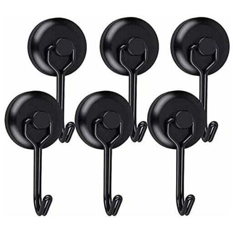 Ganchos magnéticos potentes para nevera, de neodimio negro, giratorios, para cocina, toalla y mesa (6 unidades) (1/4)