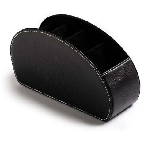 Organizador multifunción de cuero sintético para control remoto, con 5 compartimentos, para guardar controles remotos de TV, lápices y brochas de maquillaje. (1/4)