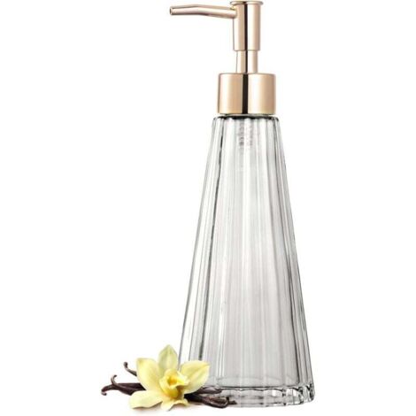 Dispenser di sapone in vetro elegante vintage - Dispenser di sapone liquido/disinfettante/shampoo con frangia (trasparente)
