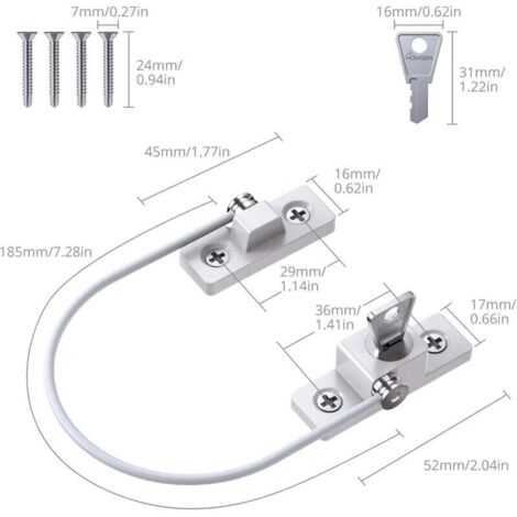 2PZ Cavo Limitatore Di Apertura Per Frigo Cassetto Paio Chiusura Di Sicurezza Con Chiave Blocca Frigorifero Cassetto Armadio Serratture Blocco Per Armadietto Porta Finestra Scorrevole Nero