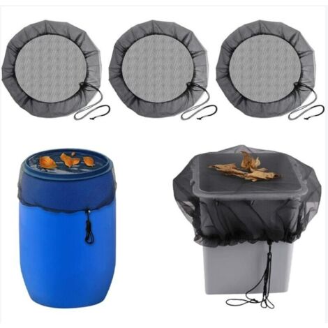 pezzi Rete per barili di pioggia: rete protettiva con coulisse, copertura regolabile per serbatoio d'acqua, rete protettiva contro foglie e larve di zanzara - Diametro 80 cm (1/5)