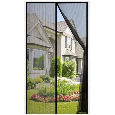 ALOVEZ Porta Magnetica Anti-Mosche Nera 120x210cm Chiusura Automatica per Porta del Balcone Porta della Cantina Porta del Patio, Magneti Più Potenti, Installazione Adesiva Senza Foratura (1/4)