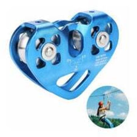 Carrello a doppia puleggia per arrampicata, salvataggio, doppia puleggia con cuscinetto a sfere, puleggia singola per roccia, puleggia fissa in alluminio per arrampicata, blu (1/4)