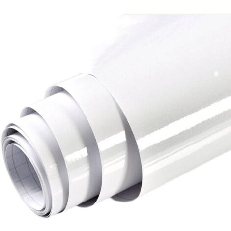 Película adhesiva blanca brillante de 60 cm x 5 m, película para muebles de alto brillo, película autoadhesiva para muebles, gabinetes de cocina, protección de superficies de vinilo, película decorati (1/4)