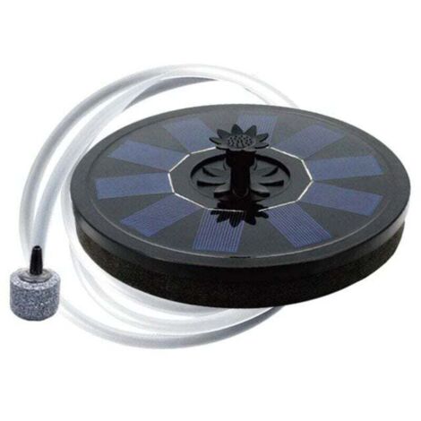 Aeratore solare per laghetto, pompa per ossigeno con tubo dell'aria e pietra a bolle, serbatoio d'acqua galleggiante, ossigenatore, fontana per pesci, bagno per uccelli, circolatore nero