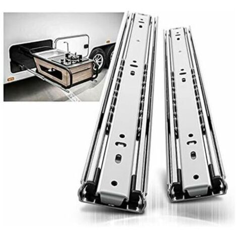 Correderas para cajones resistentes de 400 mm, con rodamientos de bolas de extensión completa, capacidad de carga de 68 kg (1 par) (1/4)