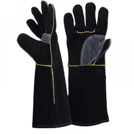 Guanti resistenti al fuoco e al calore, in pelle con cuciture in Kevlar, perfetti per caminetti, stufe, forni, grill, saldatura, barbecue, MIG, presine e manipolazione di animali (16 pollici) (1/4)