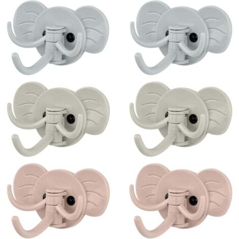 ganchos de pared adhesivos 3 en 1, ganchos creativos de animales, ganchos de elefante para abrigos, ganchos decorativos giratorios de pared sin taladrar para dormitorio, baño y cocina. (1/4)