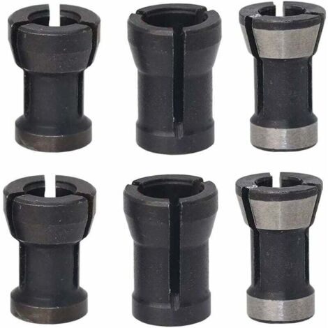 Adaptador de brocas de fresadora con cabezal de mandril de pinza HSS de 6 piezas para taladros, máquinas de grabado, recortadoras eléctricas de carpintería, soporte de pinza de fresadora (6/6,35/8 mm)