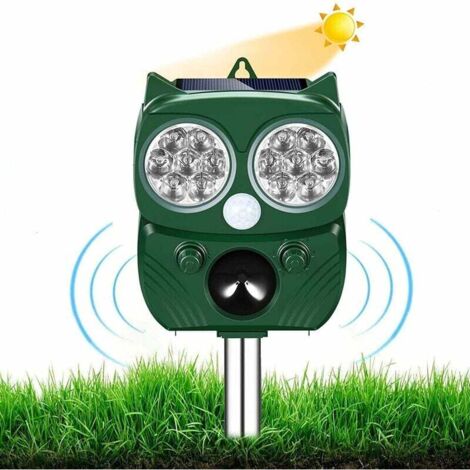Repellente per gatti ad ultrasuoni, repellente per cani, ricarica solare, ricarica USB, previene cani e gatti, uccelli, per giardini, campi, vivai, impermeabile IP64 (1/4)