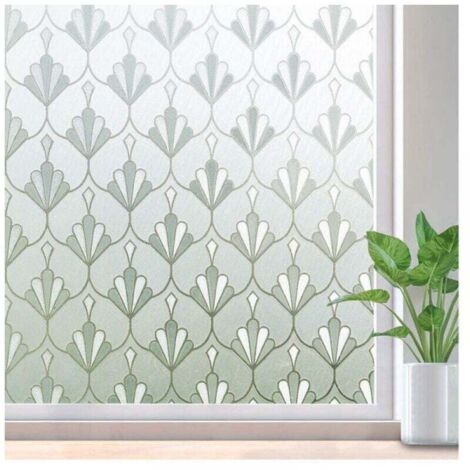 Pellicola per vetri statica, pellicola per la privacy, non adesiva, riutilizzabile, opaca, motivo floreale, 50 x 200 cm