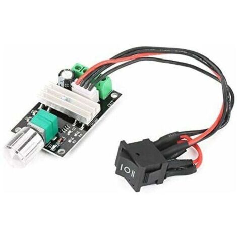 Controlador de velocidad de motor de 12 voltios, controlador de motor de CC, controlador de velocidad de motor PWM de CC 6 V, 12 V, 24 V, 3 A, controlador reversible con interruptor (1/4)