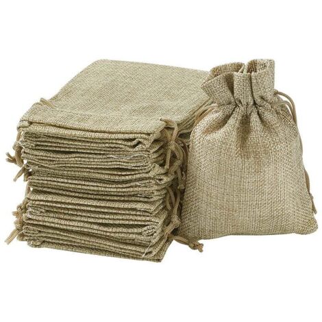 Borsa di iuta, piccola borsa in tessuto, borsa in lino 100 pezzi, borsa di iuta, borsa per caramelle, borsa da matrimonio alla lavanda, piccola borsa regalo, borsa regalo per gioielli (100 pezzi 13,5 (1/4)