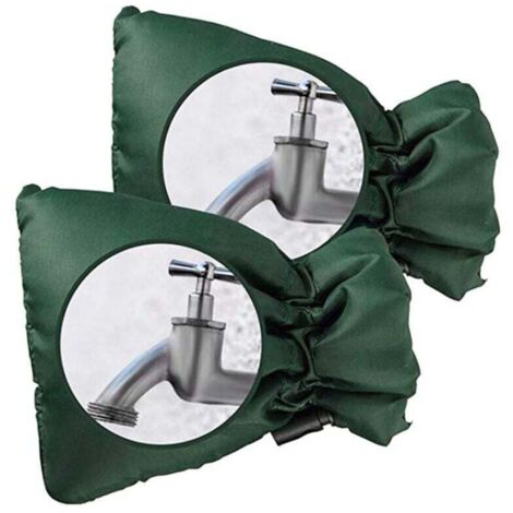 Confezione da 2 coperture per rubinetti esterni - Protezione antigelo spessa per rubinetti esterni - Impermeabile - Verde (1/4)