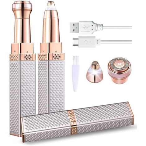 Depiladora eléctrica 2 en 1 para mujeres, suave e indolora para mejillas, mentón y brazos. (1/4)