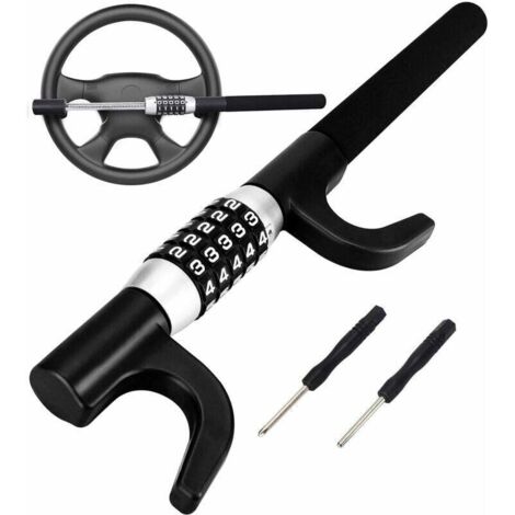 Dispositivo antirrobo para coche, barra antirrobo, bloqueo de volante, barra antirrobo robusta y segura, universal (negro)