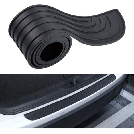 Protector de parachoques de coche, 90 cm x 7 cm, protector de umbral de carga de goma, protector de parachoques trasero autoadhesivo, compatible con la mayoría de los coches. (1/4)