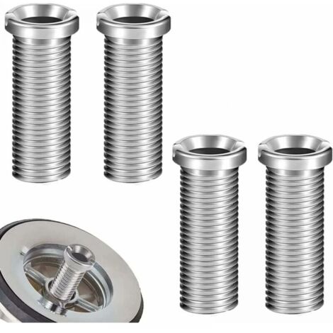 4 tornillos para cesta de fregadero de 30 mm, de acero inoxidable, huecos, de drenaje, accesorios de fijación para fregadero de cocina (plateados). (1/4)