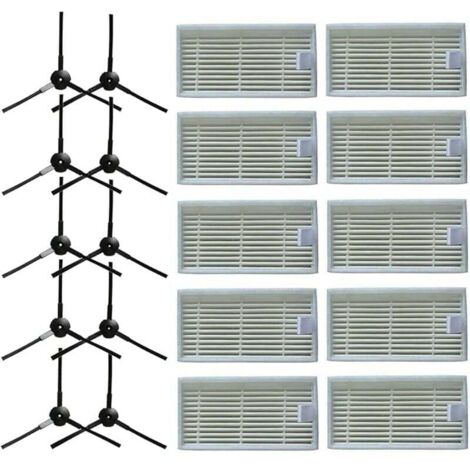 10 brosses latérales + 10 filtres HEPA pour aspirateur robotique Lidl SilverCrest SSR 3000 A1 (1/4)