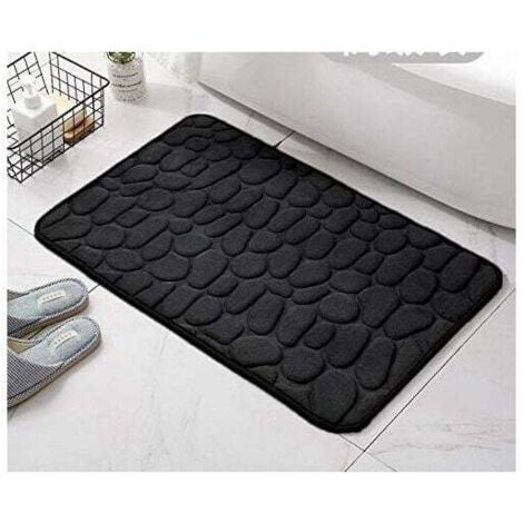 Tappetino da bagno antiscivolo in memory foam, tappetino assorbente per il bagno lavabile in lavatrice, tappetino da doccia per il bagno, 50 x 80 cm, nero (1/4)