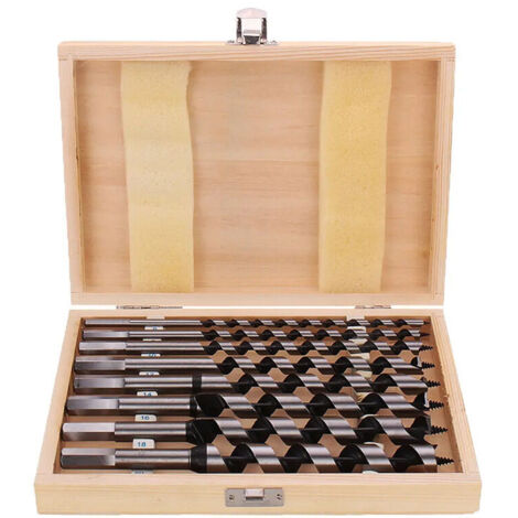 Punta elicoidale per legno HSS, set da 8 punte per trapano per legno, fresa elicoidale in acciaio al carbonio con lunghezza 230 mm, diametro 6 mm, 8 mm, 10 mm, 12 mm, 14 mm, 16 mm, 18 mm, 20 mm (1/4)