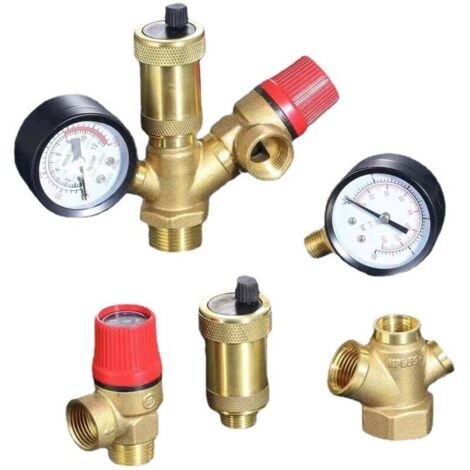 Gruppo Di Sicurezza Caldaia DN25 (1") Con Valvola Di Sovrapressione, Manometro E Sfiato Rapido – Ottone, 0,1-0,8 MPa, Per Impianti Di Riscaldamento