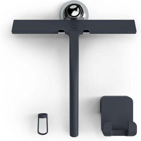 23 cm Nero - Tergivetro per doccia con supporto a ventosa - 2 tergivetri per finestre da bagno - Ganci per finestre in silicone in acciaio inossidabile, accessori per doccia inclusi Attrezzatura per l