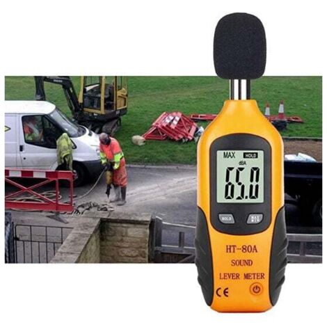 Sonómetro profesional 30-130 dBA - Medidor de decibelios con pantalla retroiluminada (batería incluida)