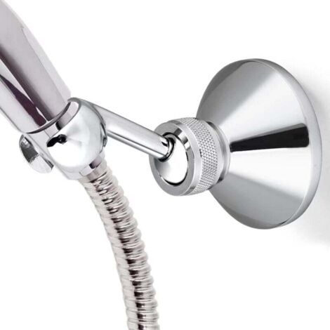 Soporte de cabezal de ducha cromado ajustable para manguera de ducha estándar (1/4)