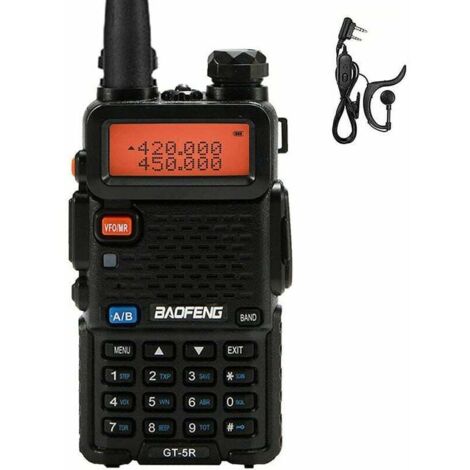 BAOFENG UV-5R Walkie Talkie FM, radio bicanal, pantalla dual, 400-520 mHZ, 5 W, recargable, radioaficionado de dos canales, radio portátil con auricular, color negro, enchufe europeo (1/4)