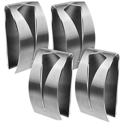 4 ganchos autoadhesivos plateados para toallas de cocina, de acero inoxidable, sin necesidad de taladrar, para colgar en la pared. (1/4)
