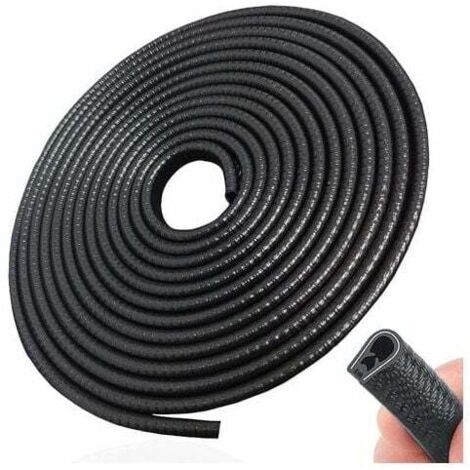 Protector de puerta de coche negro de 5 m, borde de goma en forma de U, sin pegamento, apto para la mayoría de los coches. (1/5)