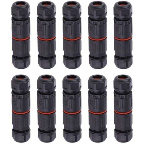 Conector de cable eléctrico impermeable IP68, 10 unidades, conector hembra de 3 pines, resistente al agua, para exteriores (1/4)