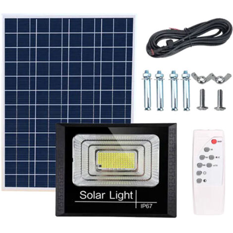 Faretto solare + telecomando + timer + controllo luminosità, 50 W con 180 perline LED (1/5)