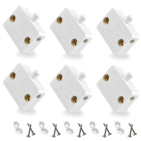 Interruptor de luz automático para puerta de armario, interruptores de contacto momentáneo, 6 piezas, interruptor para puertas de armario, interruptor blanco (1/4)