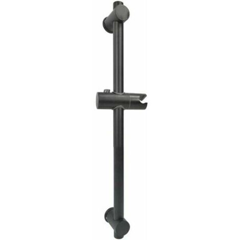 Barra de ducha negra, barra de ducha de acero inoxidable 304 con soportes ajustables en altura y ángulo, cepillado, altura total 660 mm (1/4)