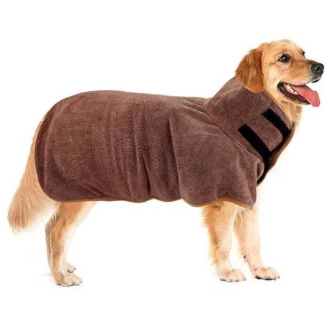 (M, colore caffè) Accappatoio per cani, accappatoio in microfibra per animali domestici, cappotto rinfrescante ad asciugatura rapida e assorbente per cani di grossa taglia (1/4)