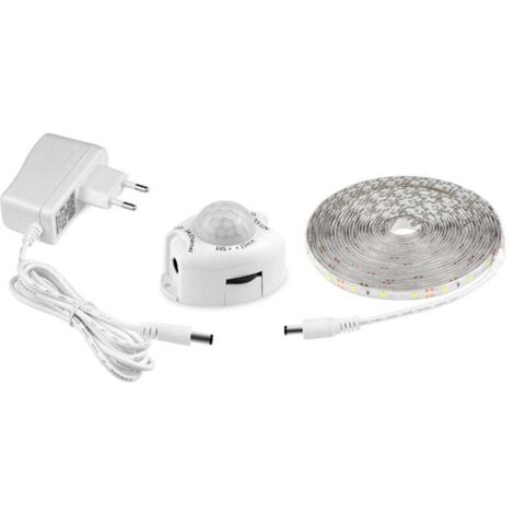 Ieron Striscia LED con sensore di movimento, batteria con interruttore, autoadesiva, tagliabile, impermeabile, nastro LED dimmerabile per sotto armadietti, cucina, camera da letto (bianco freddo