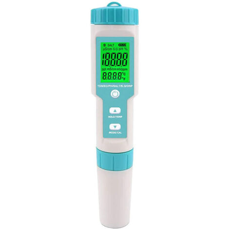 Medidor de salinidad para piscinas, medidor digital de pH y salinidad para agua salada 5 en 1, medidor de salinidad para piscinas, jacuzzis y spas de natación. (1/3)