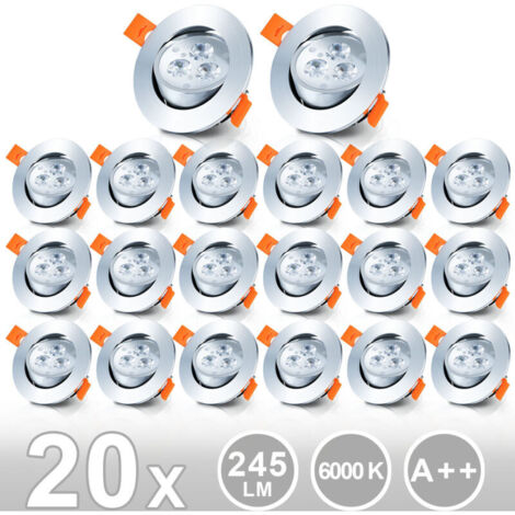 ALOVZE 20x faretti da incasso a LED 3W faretti da incasso a soffitto bianco freddo - argento