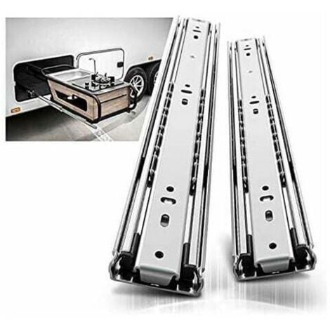 Correderas para cajones resistentes de 400 mm, con rodamientos de bolas de extensión completa, capacidad de carga de 68 kg (1 par) (1/4)