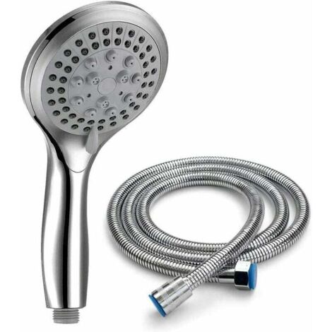 Cabezal de ducha con manguera de 1,5 m, 5 modos universales, ducha de mano cromada y ducha de mano flexible, ducha de mano de baño de alta presión (1/4)