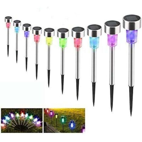 FIFlying 16 pezzi Luci Solari da Giardino, 8 LED Lampade Solare da Terra, Acciaio Inossidabile Bianco Freddo Faretti Sepolta Solari a Led da Esterno, per Prato, Vialetto, Marciapiede, Patio