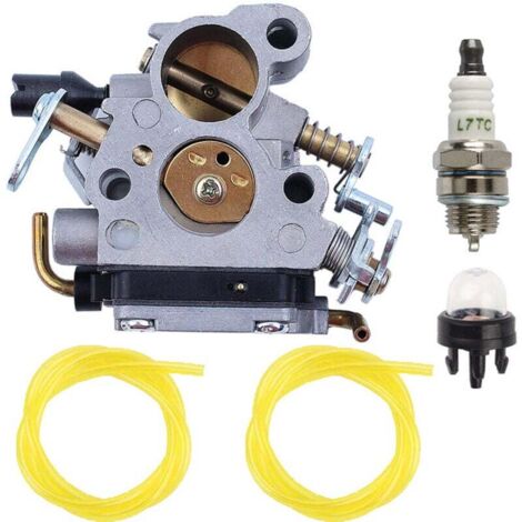 Kit carburatore Husqvarna 235 236E 240E per motoseghe Zama C1T-W33 CS2234 CS2238, fornito con lampadina di avviamento, candela e tubo del carburante. (1/4)