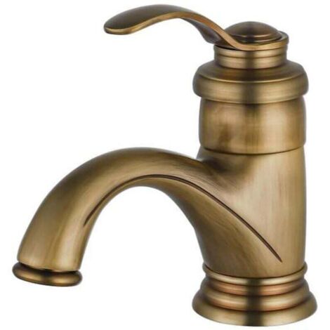 Rubinetto antico per bagno, miscelatore per lavabo retrò, nostalgico rubinetto per bagno in ottone spazzolato (1/3)