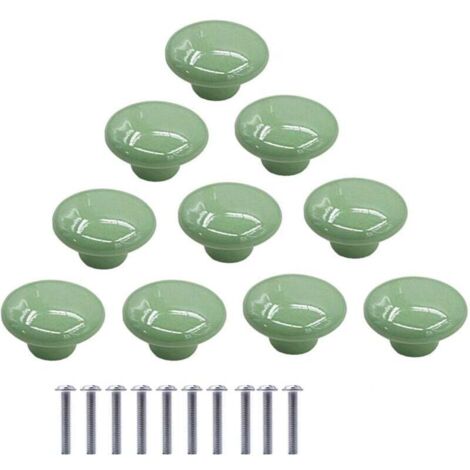 10 pomelli per mobili in ceramica, pomelli rotondi per cassetti in ceramica, maniglie per mobili da cucina e da biblioteca (verde)