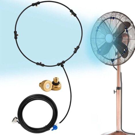 Ventilatore nebulizzatore d'acqua ALOVEZ - Ventilatori per linee di nebulizzazione - Kit di nebulizzazione con ugello nebulizzatore in ottone - 6M 6 teste con valvole